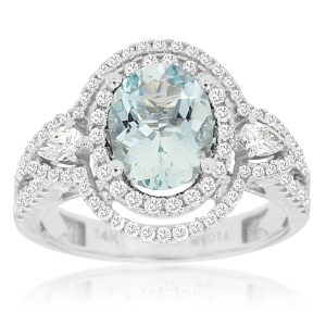 AQUAMARINE & DIAMOND RING