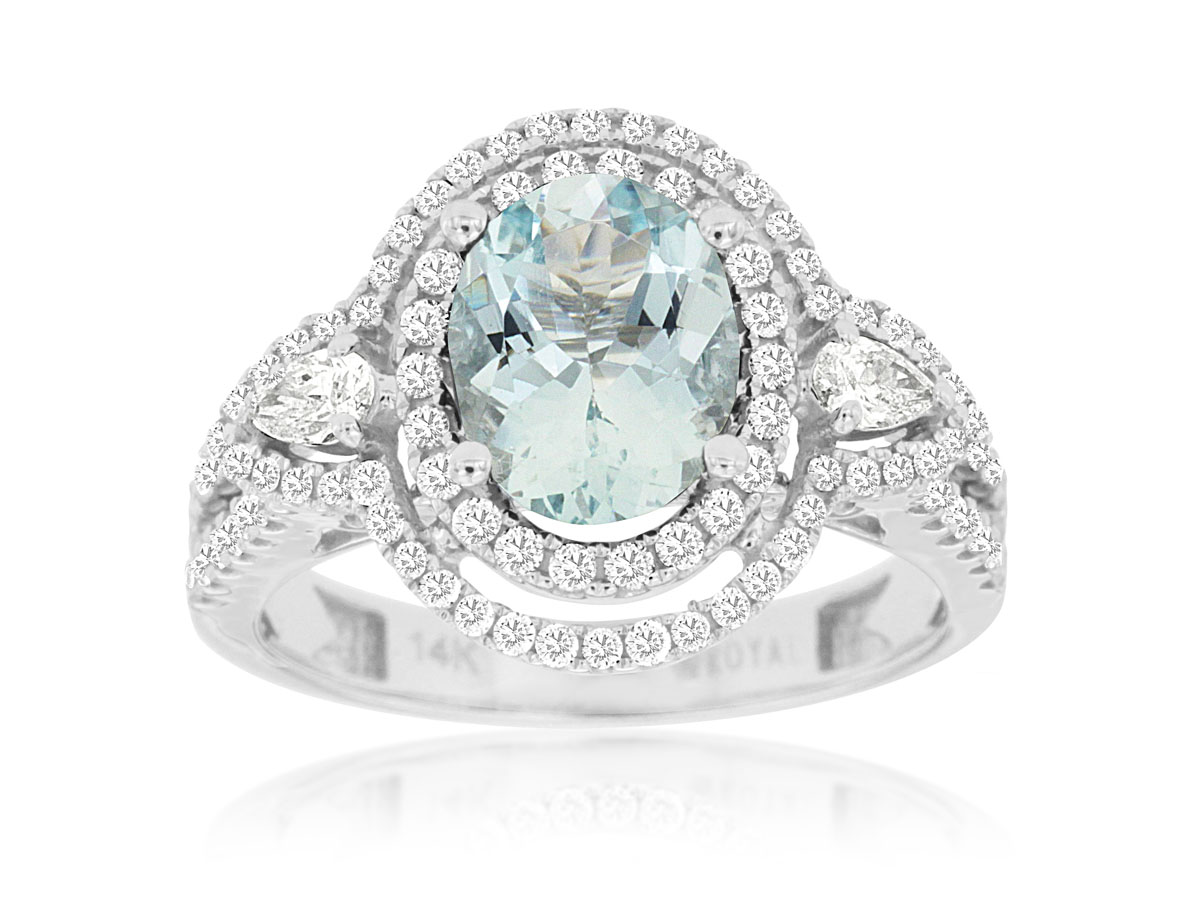 AQUAMARINE & DIAMOND RING