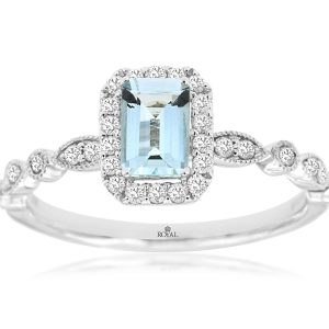 AQUAMARINE & DIAMOND RING