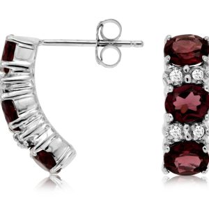 RHODOLITE & DIAMOND EARRING