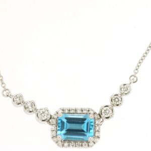 BLUE TOPAZ & DIAMOND NECKLACE
