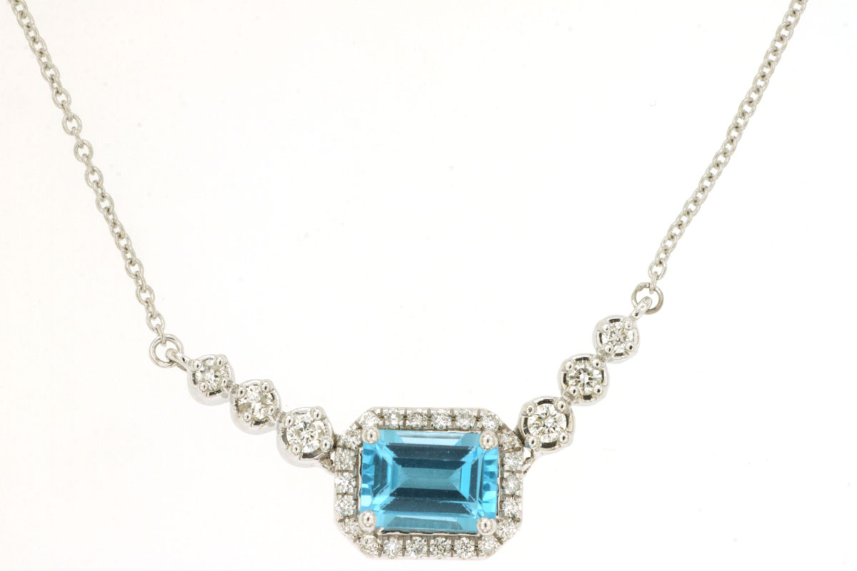 BLUE TOPAZ & DIAMOND NECKLACE