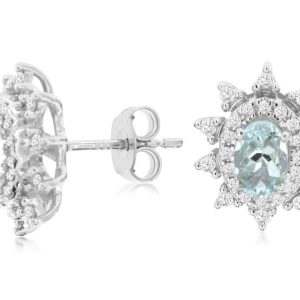AQUAMARINE & DIAMOND EARRING