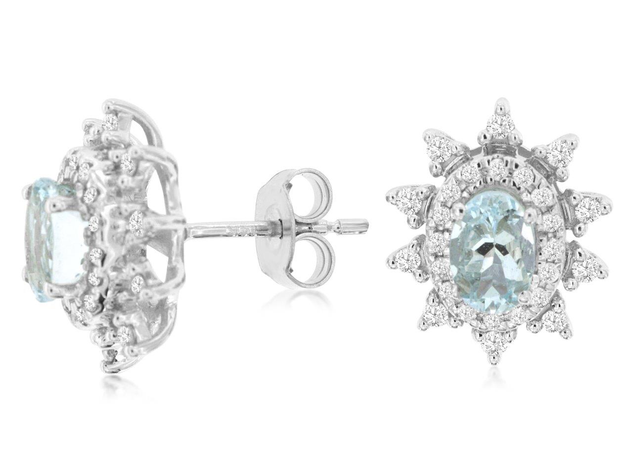 AQUAMARINE & DIAMOND EARRING