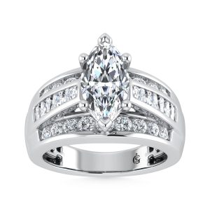 10K White Gold Lab Grown Diamond 1 3/4 ct.Tw. Marquise Shape Engagement Ring (IGI Certified Center 1ct)