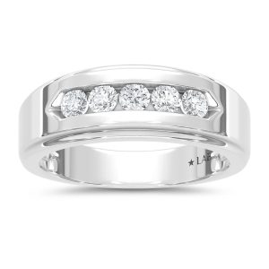 14K White Gold Lab Grown Diamond 1/2 Ct.Tw. Mens Band