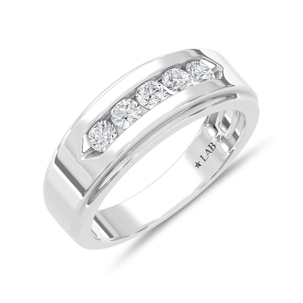 14K White Gold Lab Grown Diamond 1/2 Ct.Tw. Mens Band