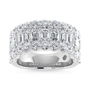 14K White Gold 3 Ct.Tw. Lab Grown Diamond Round and Emerald Cut Fashion Band