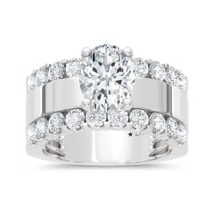 14K White Gold 3 1/2 Ct.Tw. Lab Grown Diamond Oval Shape Engagement Ring (IGI Certified Center 2ct)