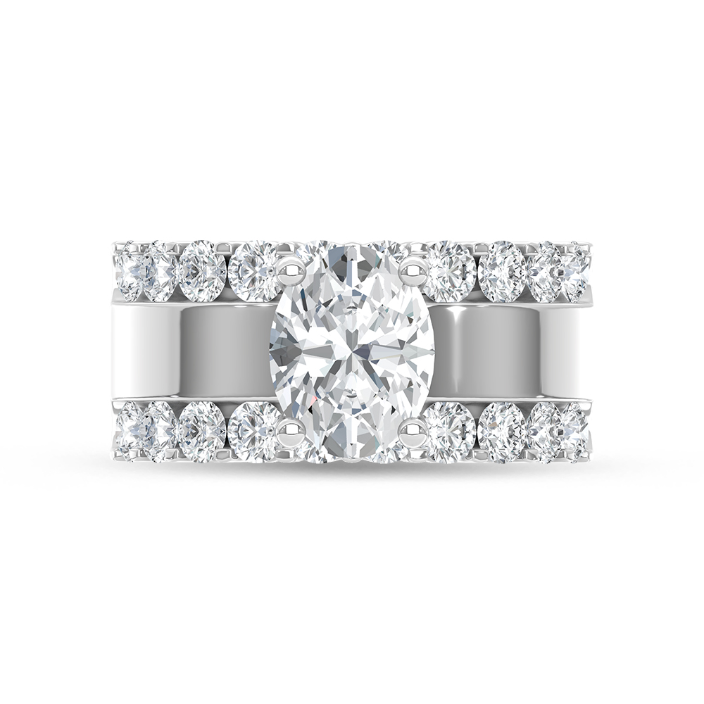 14K White Gold 3 1/2 Ct.Tw. Lab Grown Diamond Oval Shape Engagement Ring (IGI Certified Center 2ct)