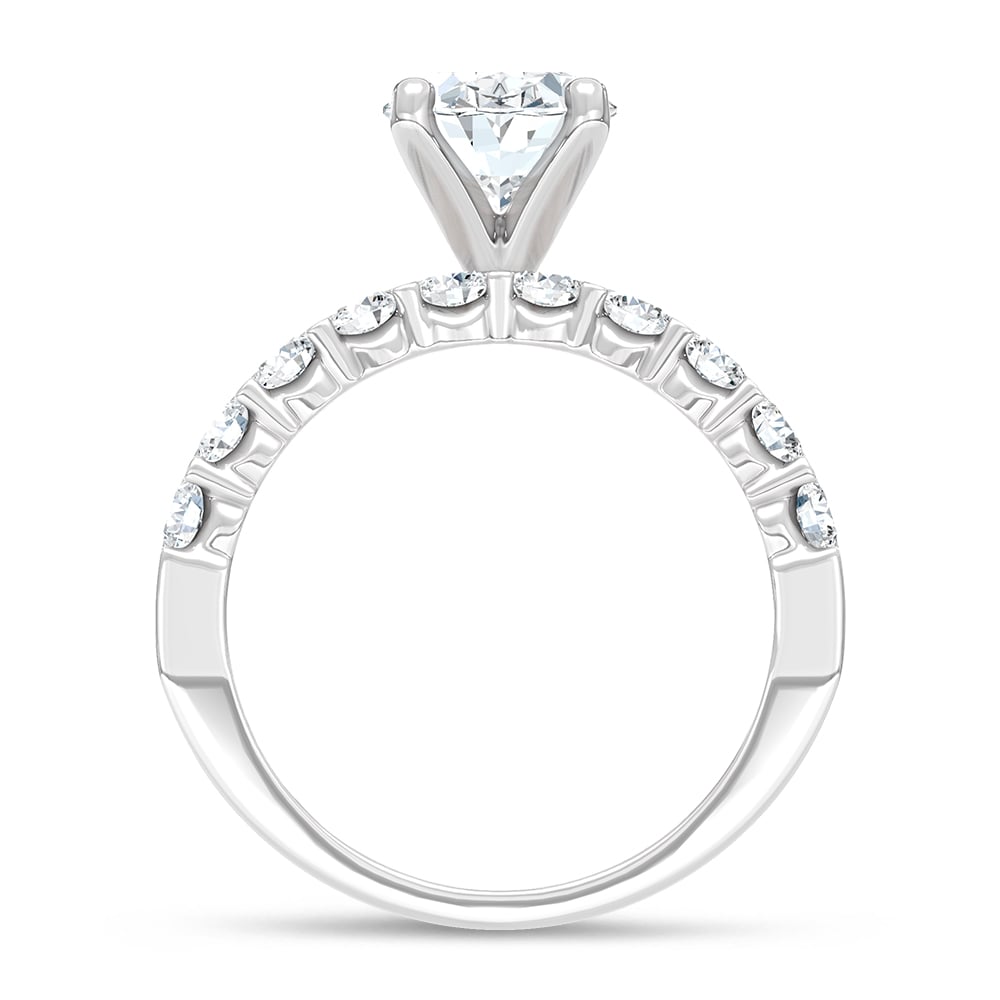 14K White Gold 3 1/2 Ct.Tw. Lab Grown Diamond Oval Shape Engagement Ring (IGI Certified Center 2ct)
