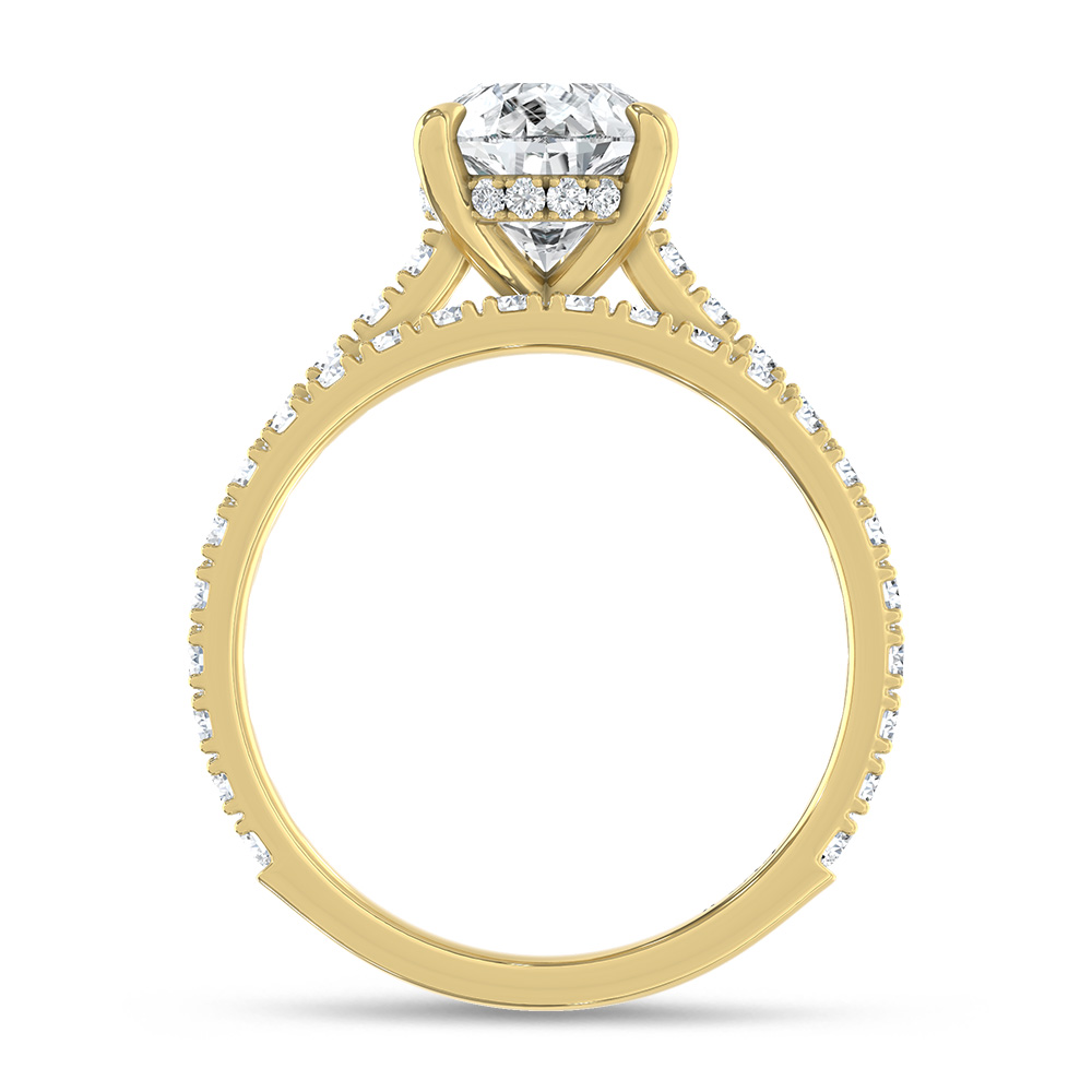 14K Yellow Gold Lab Grown Diamond 3 Ct.Tw. Pear Bridal Ring (Center 2 Ctw)