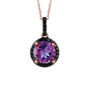 AMETHYST & BLACK DIA PENDANT