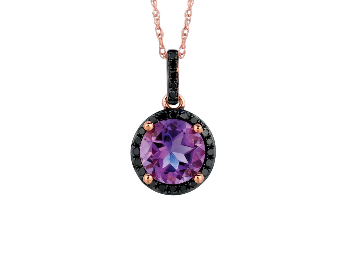 AMETHYST & BLACK DIA PENDANT