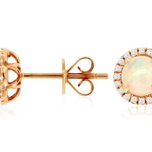 OPAL & DIAMOND HALO STUDS