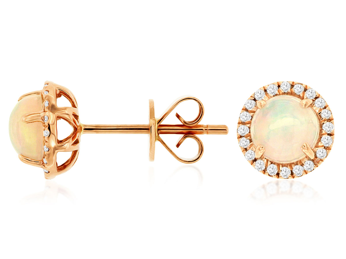 OPAL & DIAMOND HALO STUDS