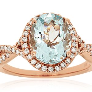 AQUAMARINE & DIAMOND RING