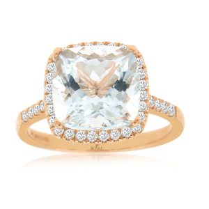 AQUAMARINE & DIAMOND RING