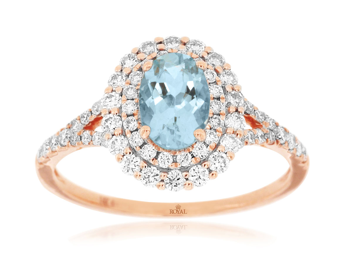 AQUAMARINE & DIAMOND RING