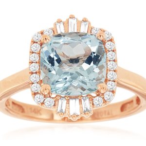 AQUAMARINE & DIAMOND RING