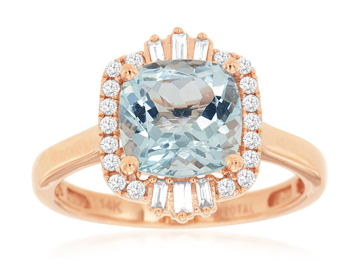 AQUAMARINE & DIAMOND RING