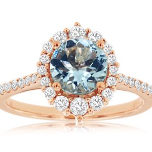 AQUAMARINE & DIAMOND RING