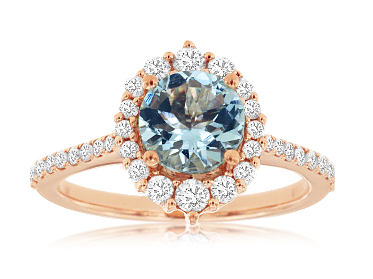 AQUAMARINE & DIAMOND RING