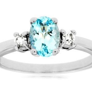 AQUAMARINE & DIAMOND RING