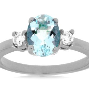 AQUAMARINE & DIAMOND RING