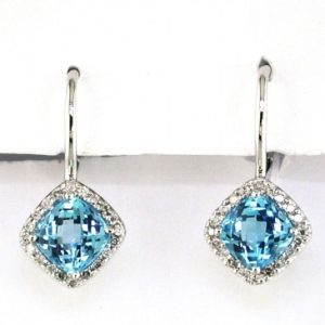 BLUE TOPAZ & DIAMOND EARRING