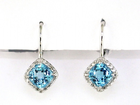 BLUE TOPAZ & DIAMOND EARRING
