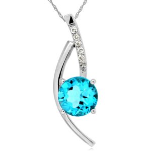 BLUE TOPAZ & DIAMOND PENDANT