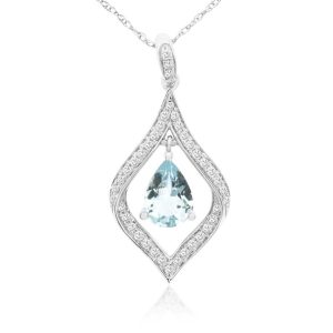 AQUAMARINE & DIAMOND PENDANT