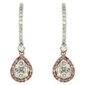 WHITE & PINK DIAMOND EARRING