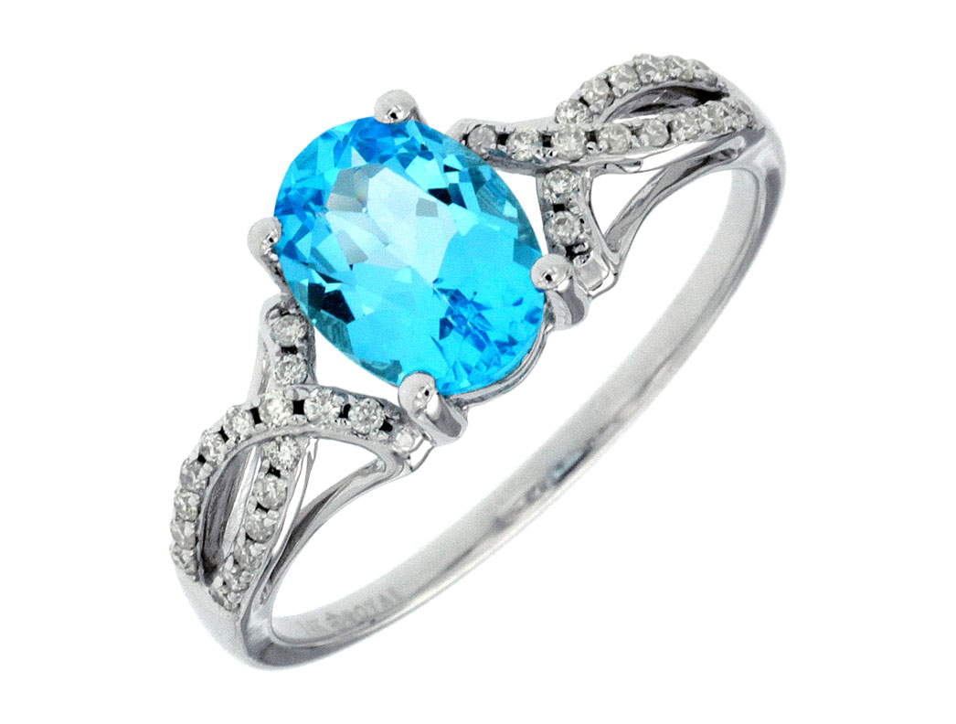 BLUE TOPAZ & DIAMOND RING