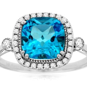 BLUE TOPAZ & DIAMOND RING