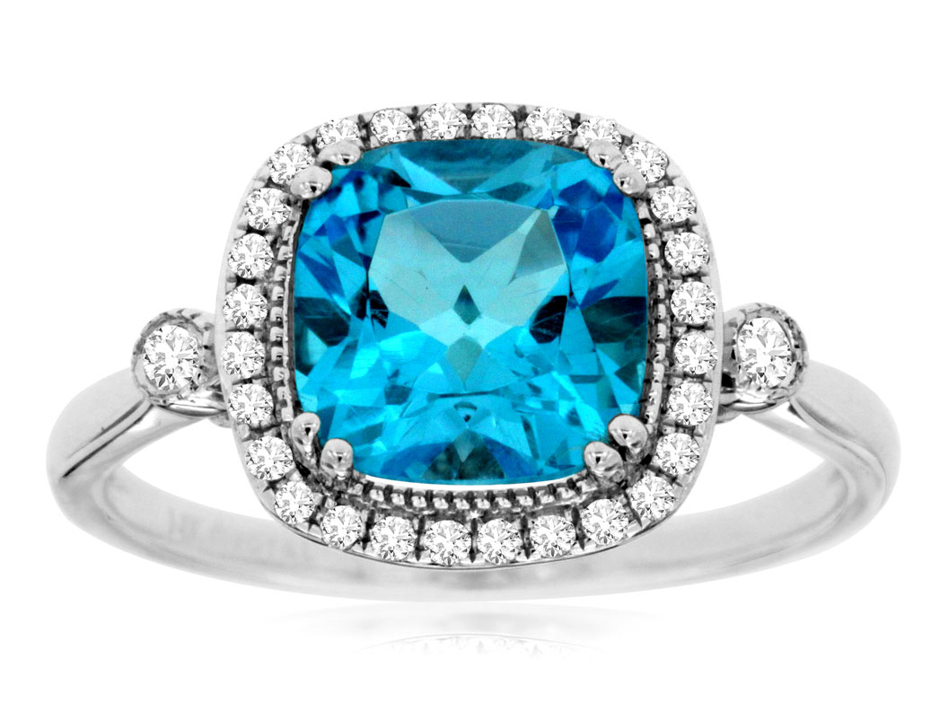 BLUE TOPAZ & DIAMOND RING