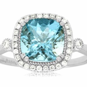 AQUAMARINE & DIAMOND RING