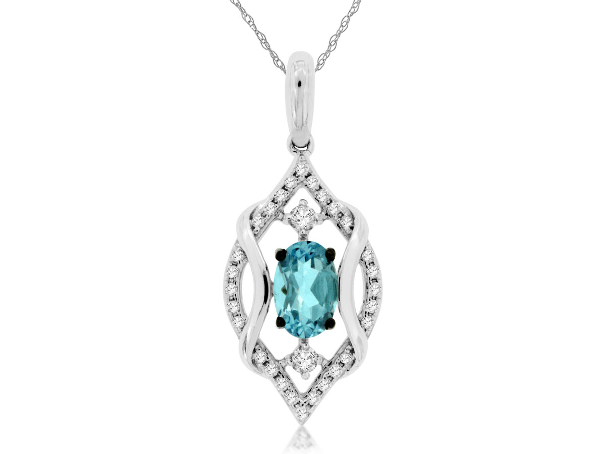 AQUAMARINE & DIAMOND PENDANT