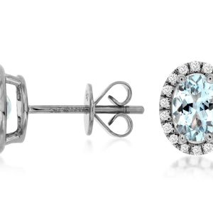 AQUA & DIAMOND HALO STUDS