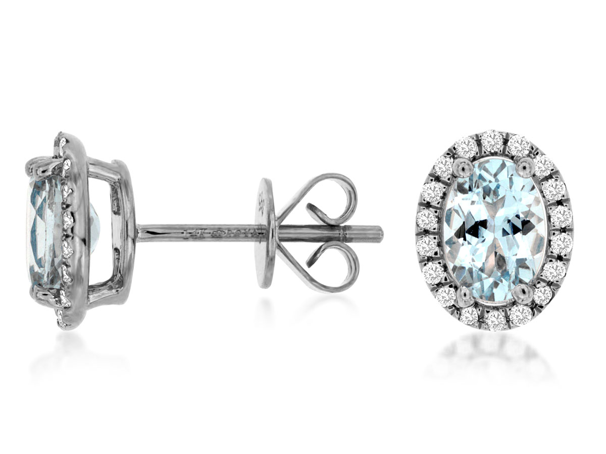 AQUA & DIAMOND HALO STUDS