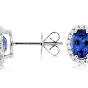 TANZANITE & DIAMOND HALO STUDS