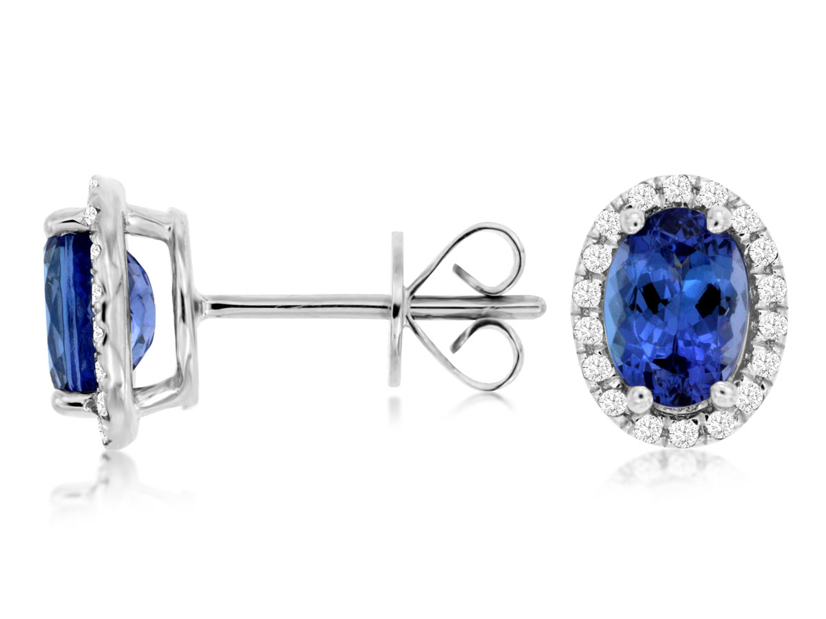 TANZANITE & DIAMOND HALO STUDS
