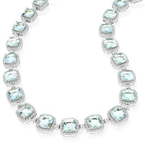 AQUAMARINE & DIAMOND NECKLACE