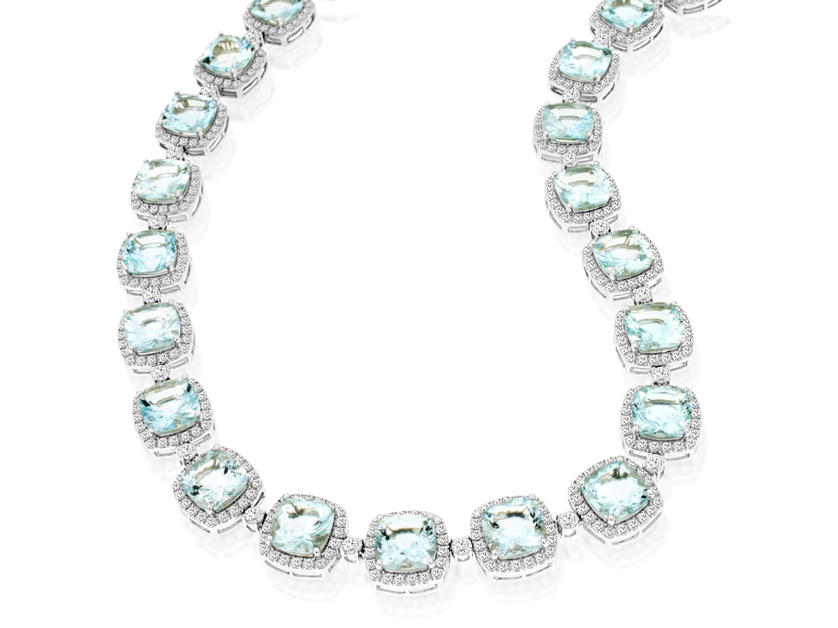 AQUAMARINE & DIAMOND NECKLACE