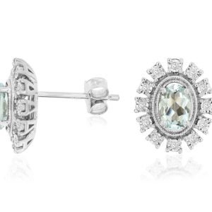 AQUAMARINE & DIAMOND EARRING