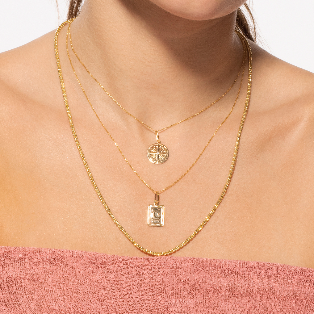 14K Round North Star Talisman Pendant