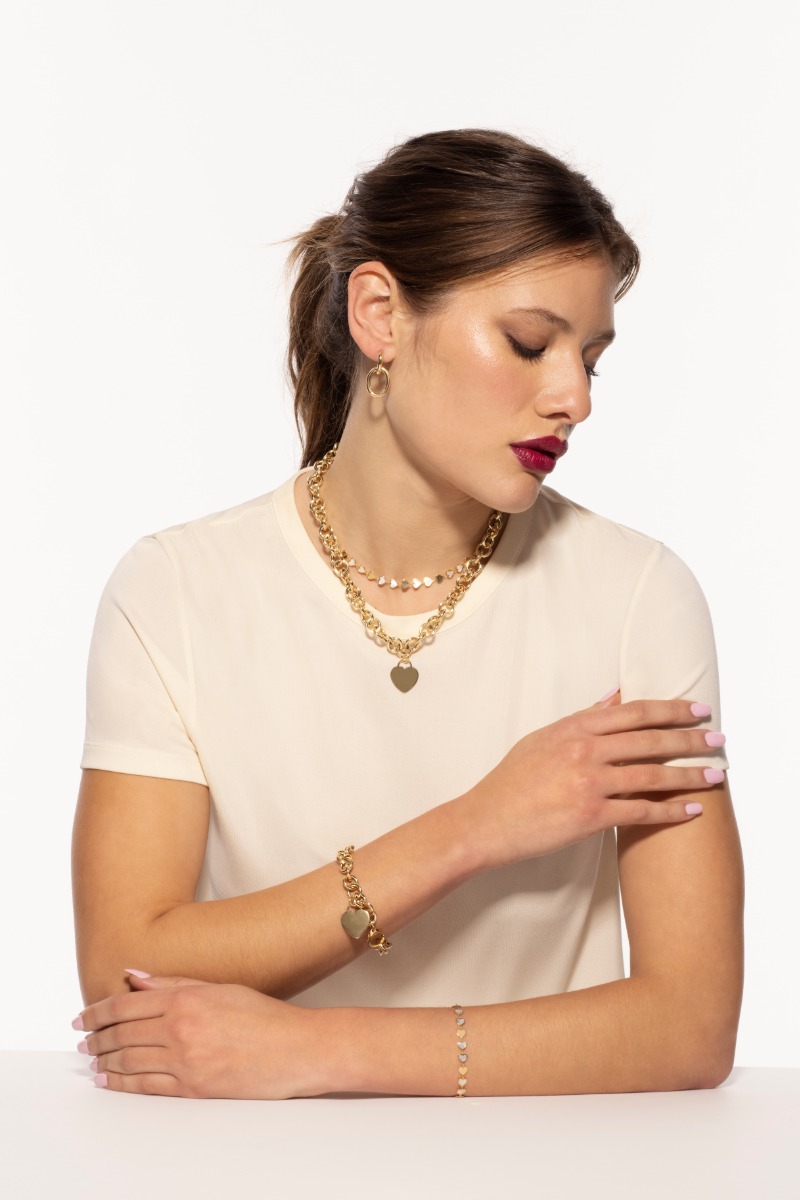 14K Heart Tag & Rolo Link Necklace