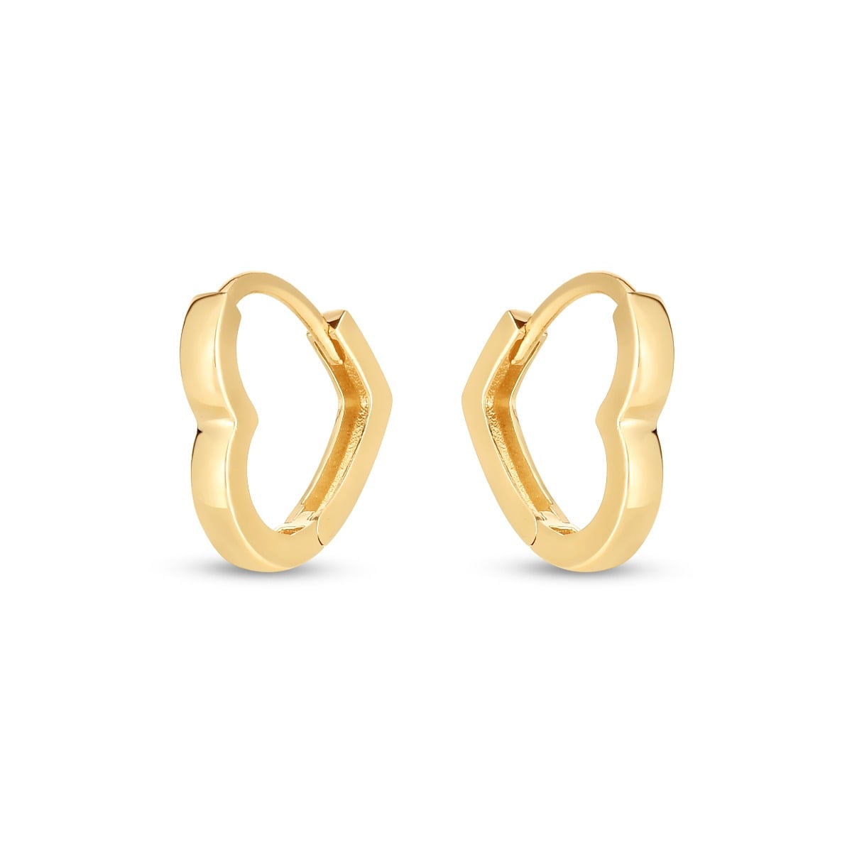 14K Heart Huggie Hoops