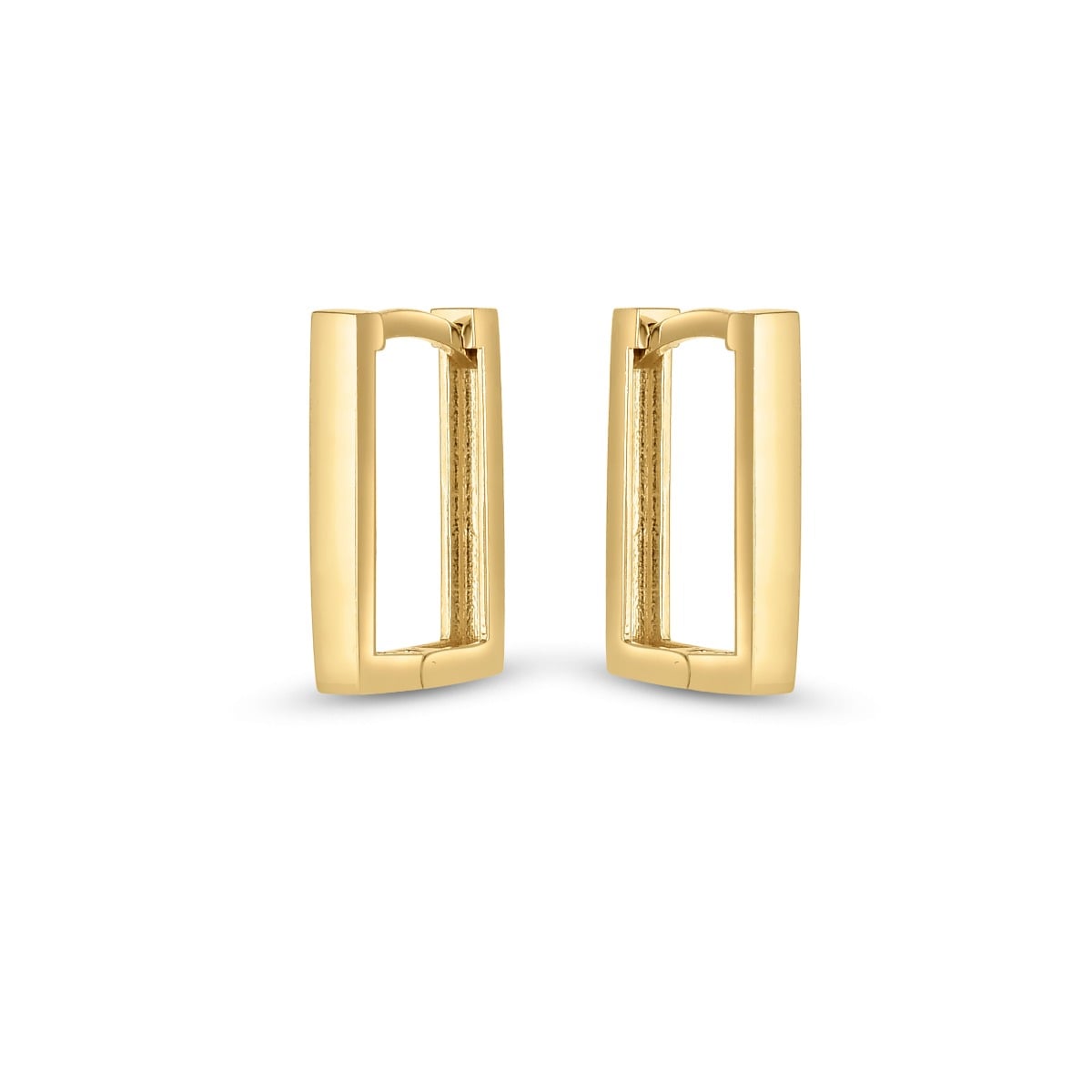 14K Rectangle Huggie Hoops